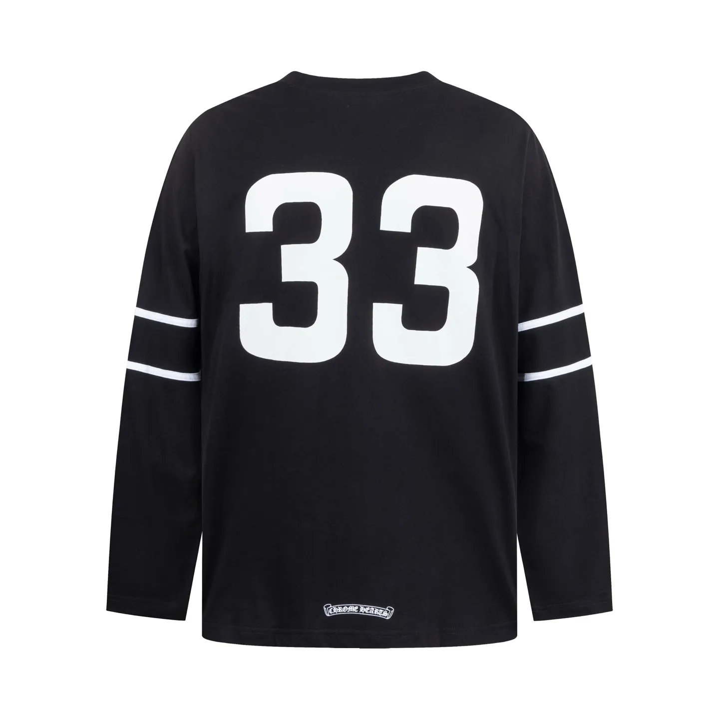 P280 Exclusive supply] CH Croxin No. 33 printed long-sleeved fabric is made of high-quality 26-woven 200-gram cotton fabric, bringing a soft and skin-friendly wearing experience. The clothing is highlighted by a unique splicing design, and the three-dimensional layering is demonstrated through careful tailoring. The arms are specially designed with iconic webbing decoration, and customized accessories are used to ensure quality. The front and back use high-precision glue printing technology, the pattern is clear and lasting, and the color is full and not easy to fall off. The overall shape is exquisite and details are processed. The collar, cuffs and hem are all made of reinforced sewing technology. The fabric has been pre-shrunk to maintain good stability, comfortable to wear and not easily deformed. Every seam is finely hemmed to ensure durability. This single product perfectly combines the brand's iconic design elements with exquisite craftsmanship, demonstrating Chrome Hearts' consistent high quality standards. Size:S/M/L